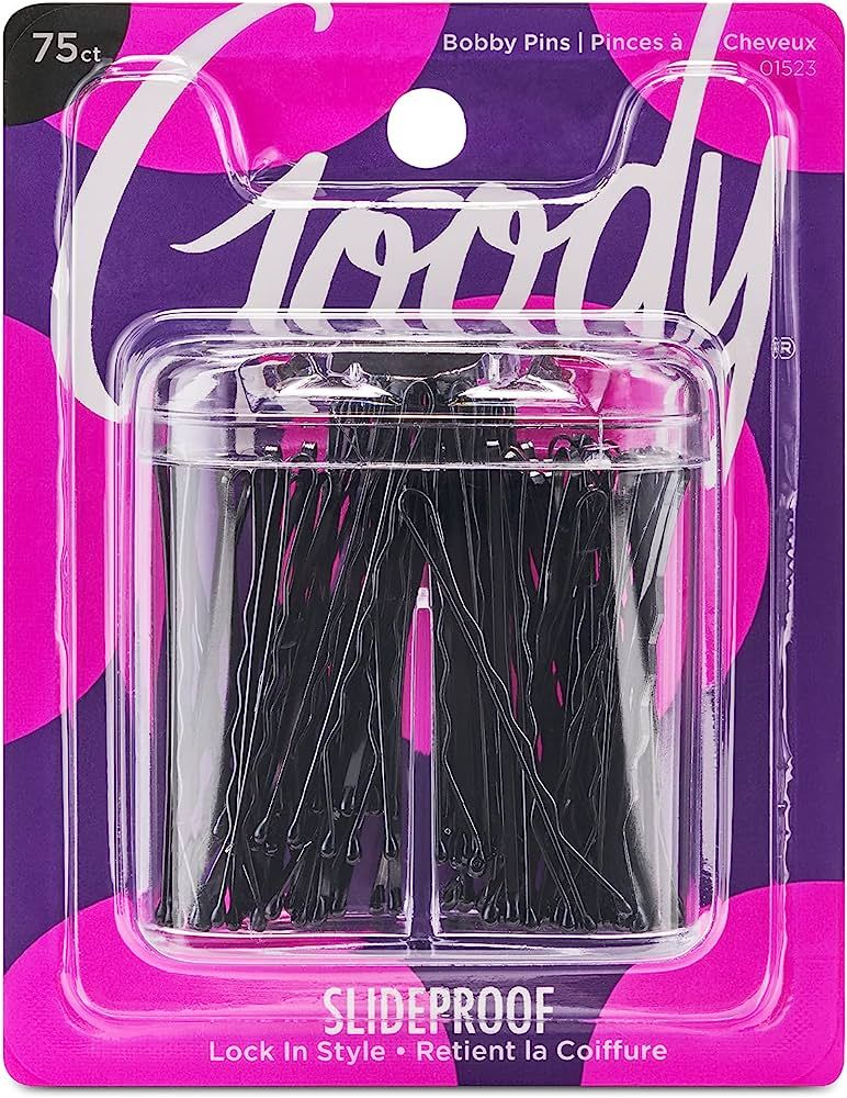 Goody Bobby Pin Box With Magnetic Top - 75 Count, Black - Slideproof And Lock In Place - Suitable... | Amazon (US)