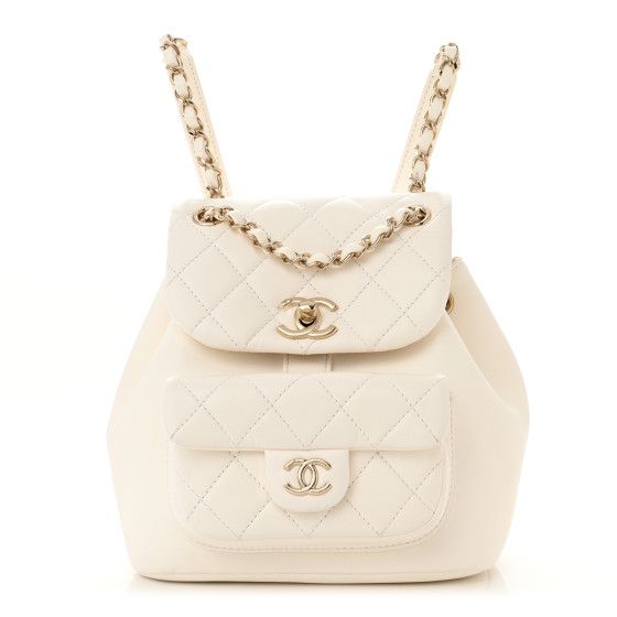 Lambskin Quilted Small Duma Drawstring Backpack White | FASHIONPHILE (US)