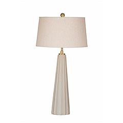 Wythe Beige Ridge Cement and Polished Brass Table Lamp | Lamps Plus