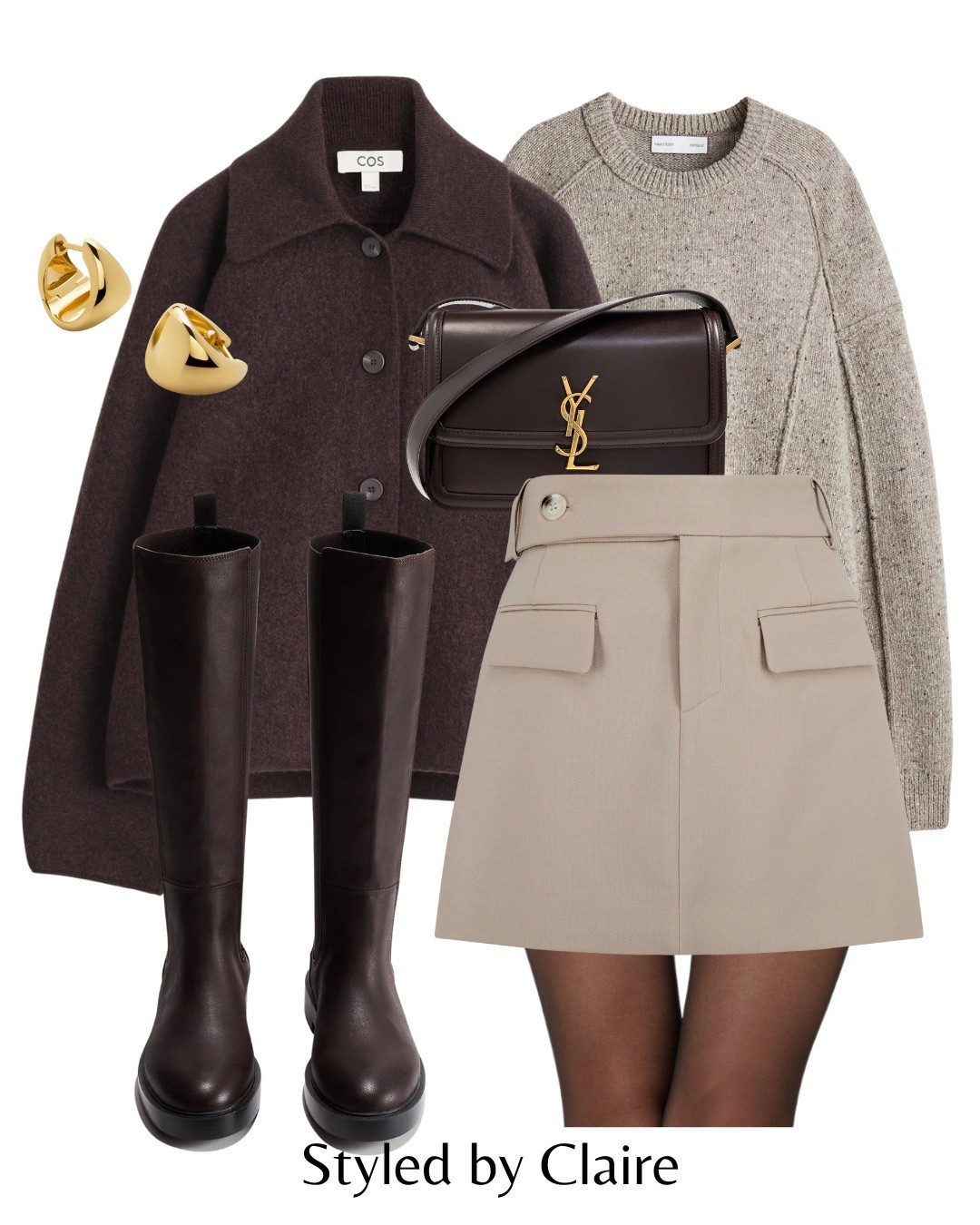 Dark Chocolate & Taupe🤎
Tags: merino wool jacket cos H&M sculpted  collar odd muse skirt pockets sweater jumper knee high boots brown ysl bag fashion autumn transitional layer inspo outfit ideas chic women’s style city break girl capsule wardrobe coat office wear work 

#LTKstyletip #LTKshoes #LTKbag