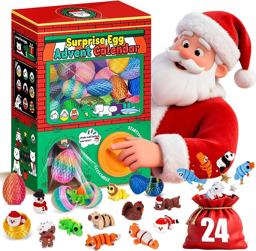 TBOLINE 2025 Christmas Advent Calendar 3D Printed Toys, 24 Days Capsule Vending Machine with 3D M... | Amazon (US)