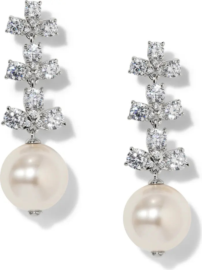 Nadri Faux Pearl & Cubic Zirconia Drop Earrings | Nordstrom | Nordstrom