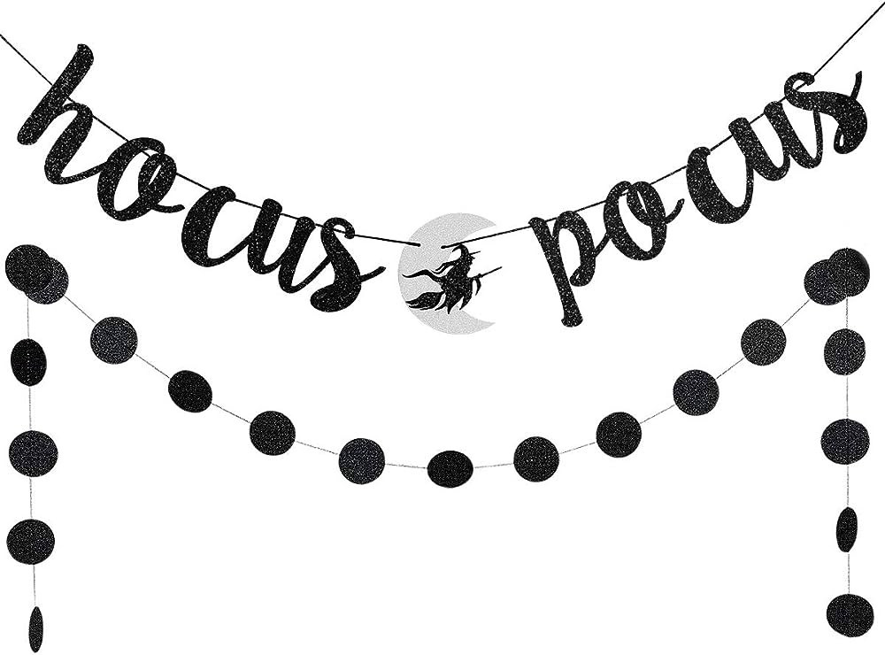 Black Glitter Hocus Pocus Banner Hocus Pocus Halloween Party Banner, Hocus Pocus Party Decoration... | Amazon (US)
