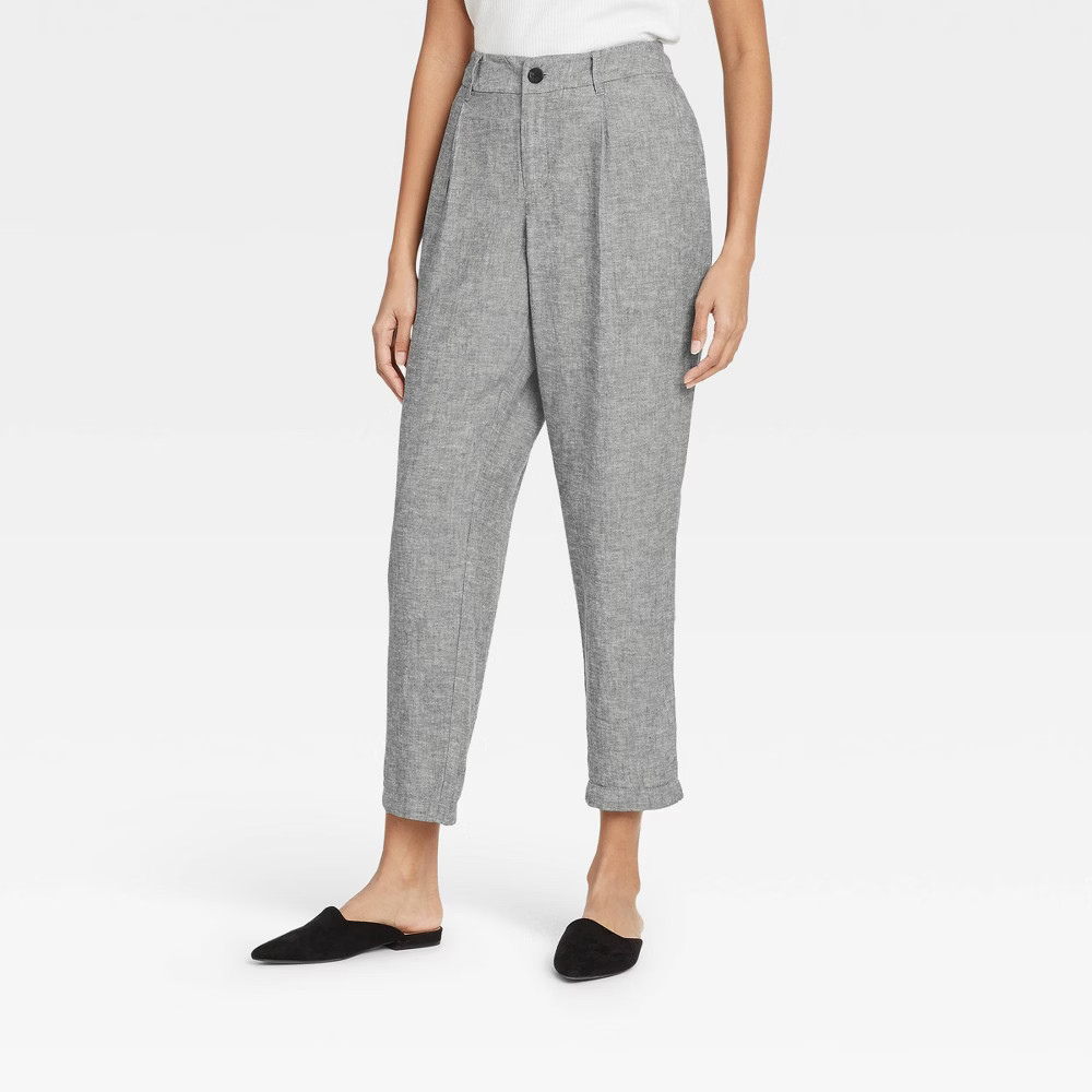 Women's High-Rise Pleat Front Straight Leg Ankle Pants - A New Day Gray 2 | Target