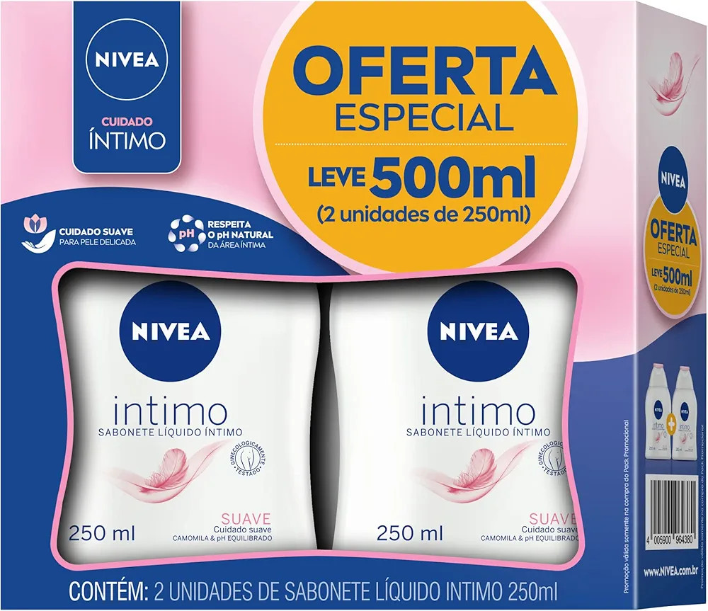 Sabonete Íntimo Nivea Duopack Suave 250Ml, Nivea | Amazon (BR)