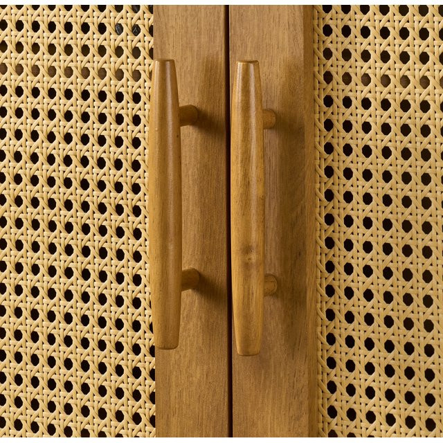 Better Homes & Gardens Springwood Caning Bar Cabinet, Light Honey Finish | Walmart (US)