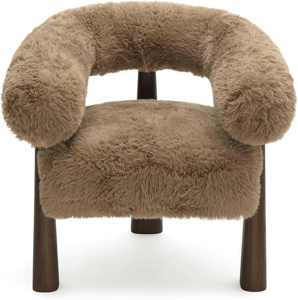 First of a Kind Accent Chair in Taupe Faux Shearling | Amazon (US)