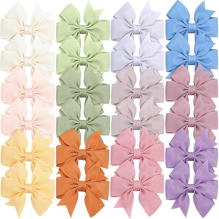 24PCS 3Inch Hair Bows for Girls Grosgrain Ribbon Pinwheel Baby Hair Clips Toddler Hair Accessorie... | Amazon (US)