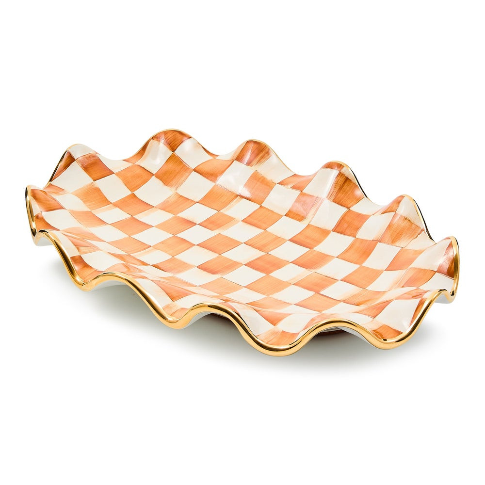 Ginger Check Ceramic Serving Platter | MacKenzie-Childs