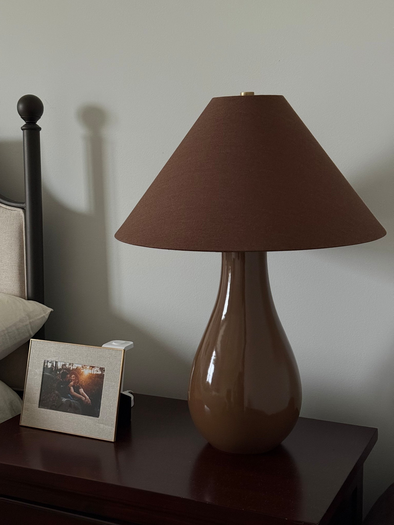 My new bedside table lamp - the brown on brown is gorgeous!! Brown linen shade  

#LTKHome