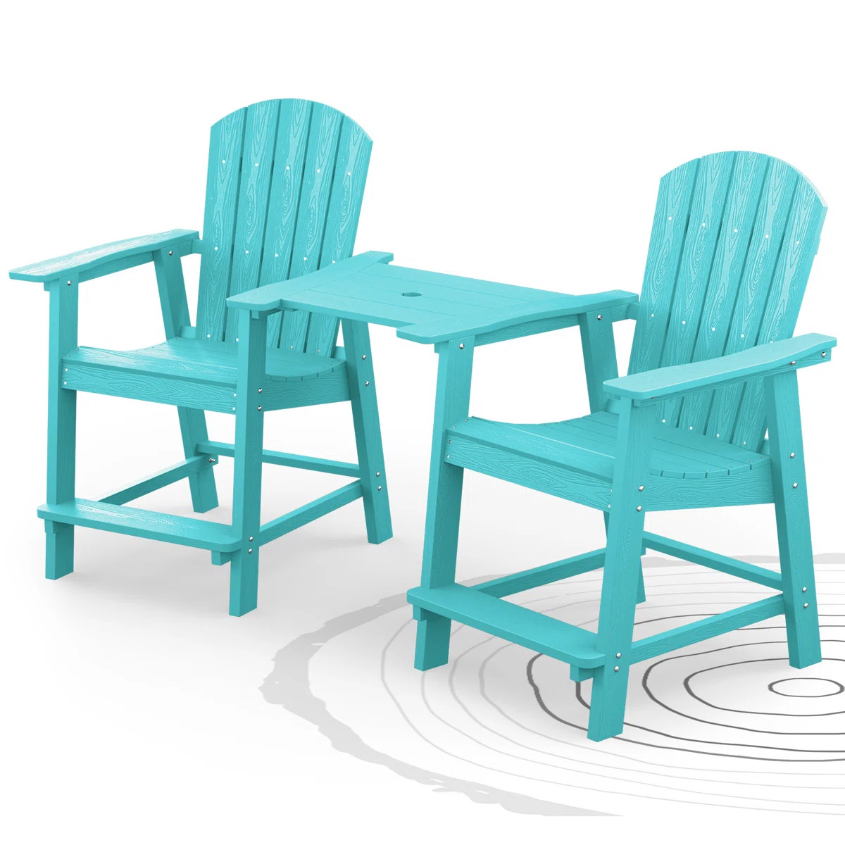 Borghild HIPS All-Weather Outdoor Adirondack Chair Set with Removable Table Patio Bar Stools (Set... | Wayfair North America