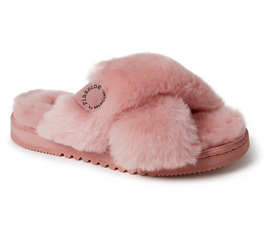 Fireside By Dearfoams Women's Shearling Slippers - New Cast - QVC.com | QVC