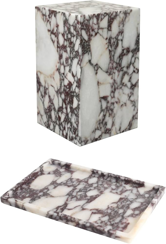 Luxury Marble Side Table and Calacatta Viola Tray Bundle | Amazon (US)
