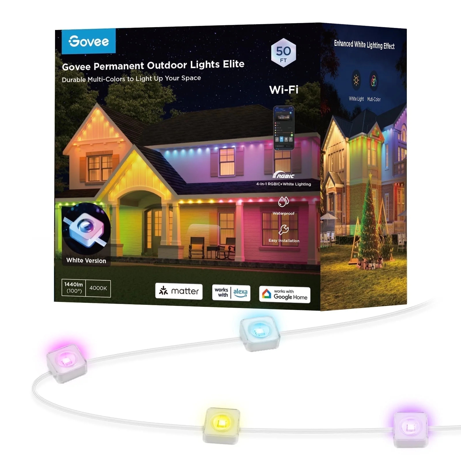 Govee Permanent Outdoor Light Elite, H805BA01, Outdoor Lights with 100 Preset Modes, Holiday Deco... | Walmart (US)