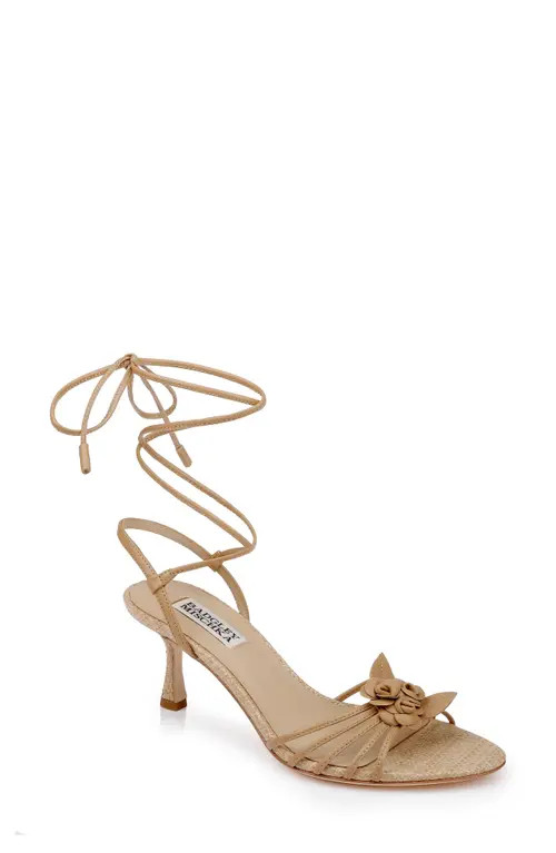 Badgley Mischka Collection Darlyn Ankle Wrap Sandal in Reed Leather at Nordstrom, Size 7 | Nordstrom
