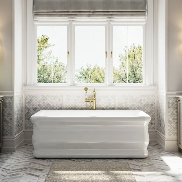 Randolph Morris Brighton Acrylic Double Ended Freestanding Bathtub - No Faucet Drillings | Vintage Tub & Bath