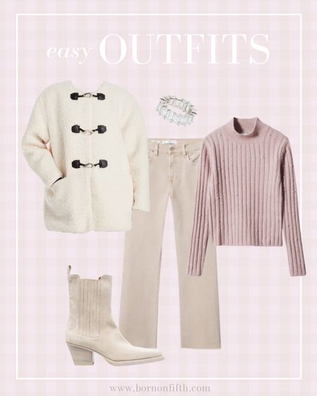 Easy outfits! Mango jeans with an under $200 jacket (that looks much more expensive), ivory boots and a pearl turtleneck - a cute twist on a staple piece 

#LTKunder100 #LTKworkwear #LTKstyletip