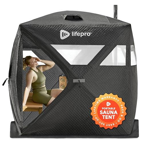 LifePro ZenZone Portable Sauna Tent for Outdoor Use with Wood Stove - Foldable Steam & Dry Heat Therapy Tent for Relaxation - Includes Rocks, Gloves, Gauge - Ideal for Camping, Backyard, Home Gym | Amazon (US)