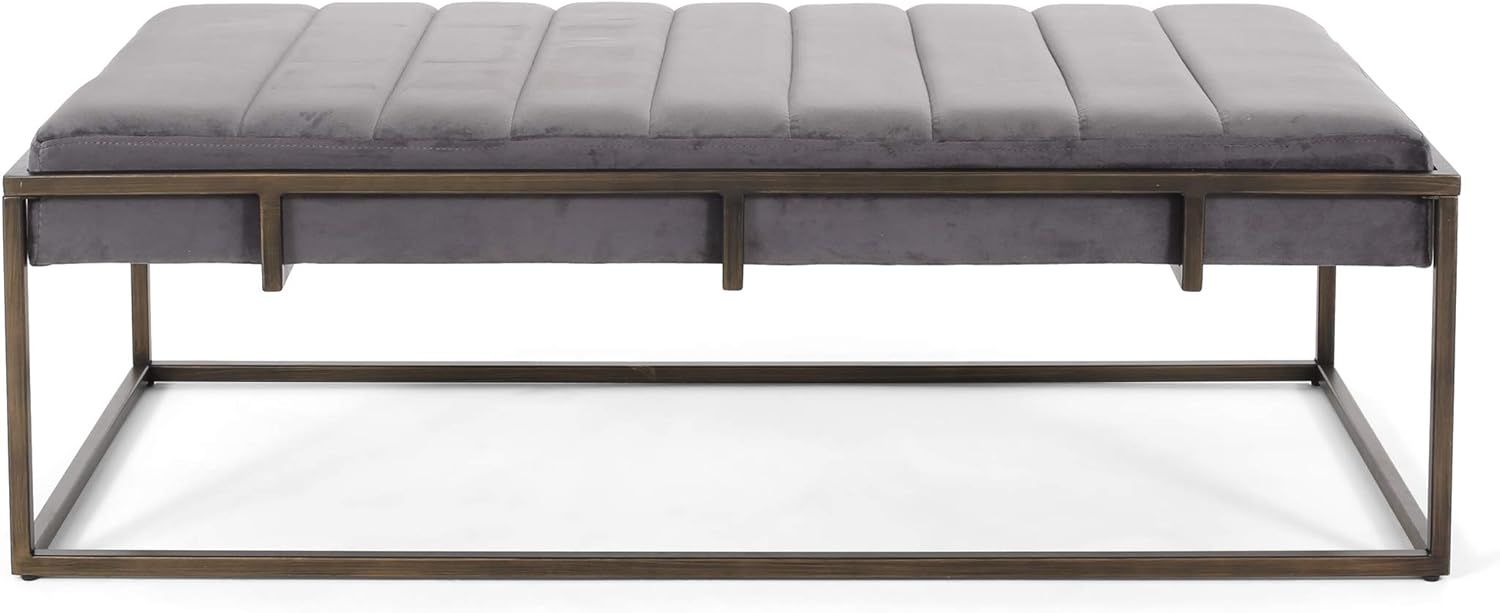 Great Deal Furniture Vassy Glam Velvet Ottoman Bench, Gray | Amazon (US)