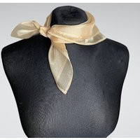 Neck Scarf Organza Beige Light Gold Neck Tie Women Sheer Square Woman Gift | Etsy (US)