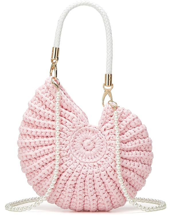 Handwoven Seashell Hobo Bags Women Crochet Summer Beach Bag Boho Knitted Evening Clutch Purses Ho... | Amazon (US)