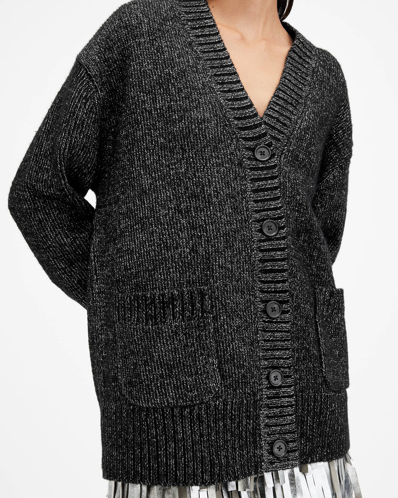 Sabrina Metallic Relaxed Fit Cardigan | AllSaints US