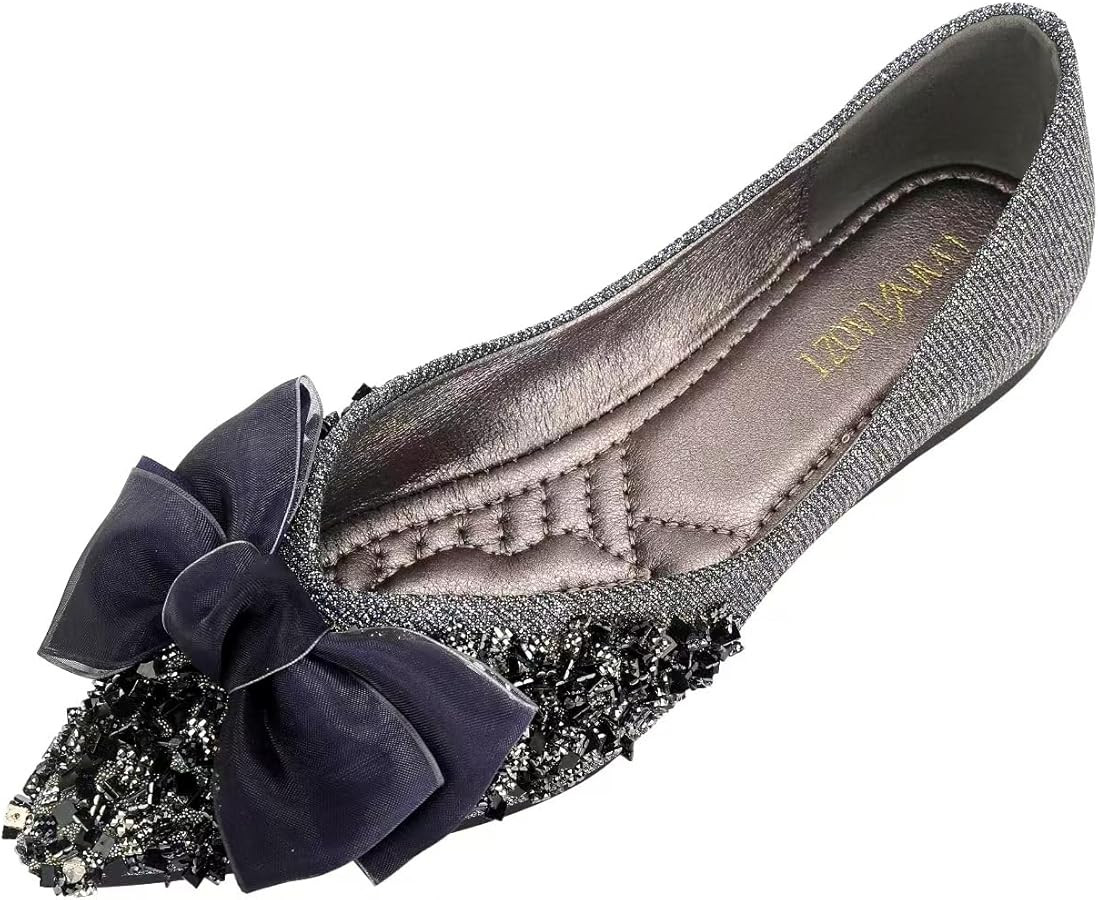 Flats Women Rhinestone Wedding Flats Comfort Pointed Toe Ballet Flats Dress Flats for Women | Amazon (US)