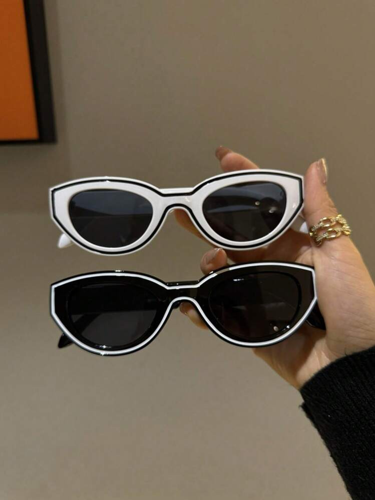 1 Pair Retro Street Style Cat Eye Fashion Fashion Glasses, Suitable For Outings, Vacations And Everyday Use Beach Accessories For Women Glasses Shades Basics Fall Winter Women Outfits Clothes Business Casual Gifts | SHEIN
