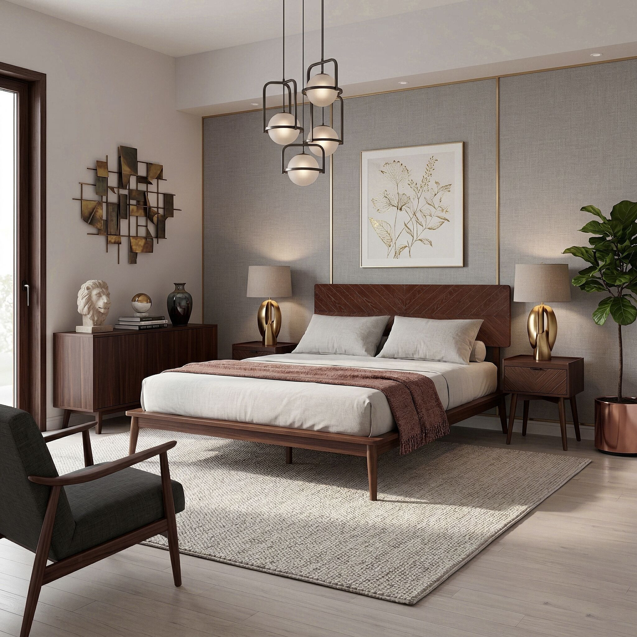 Allforwood Loki Solid Wood Bed Frame Queen Premium Platform Bed with Chevron Headboard Design and Wood Slat Support Espresso one_size | 902141 | Lowe's