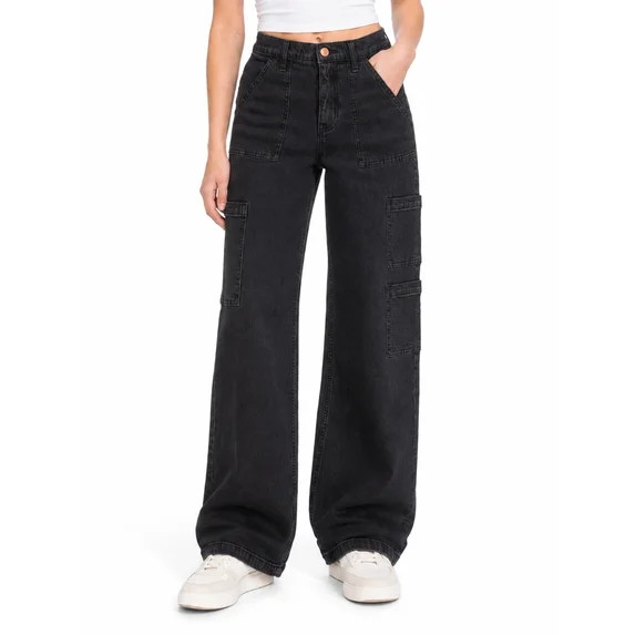 No Boundaries Wide Leg Cargo Pants, 31'' Inseam, Women's | Walmart (US)