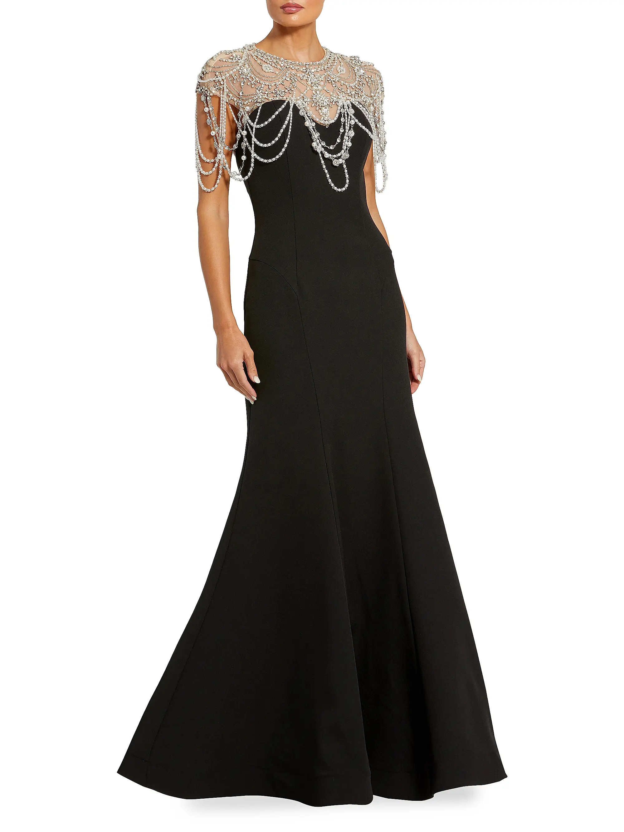 Beaded Cap-Sleeve Mermaid Gown | Saks Fifth Avenue