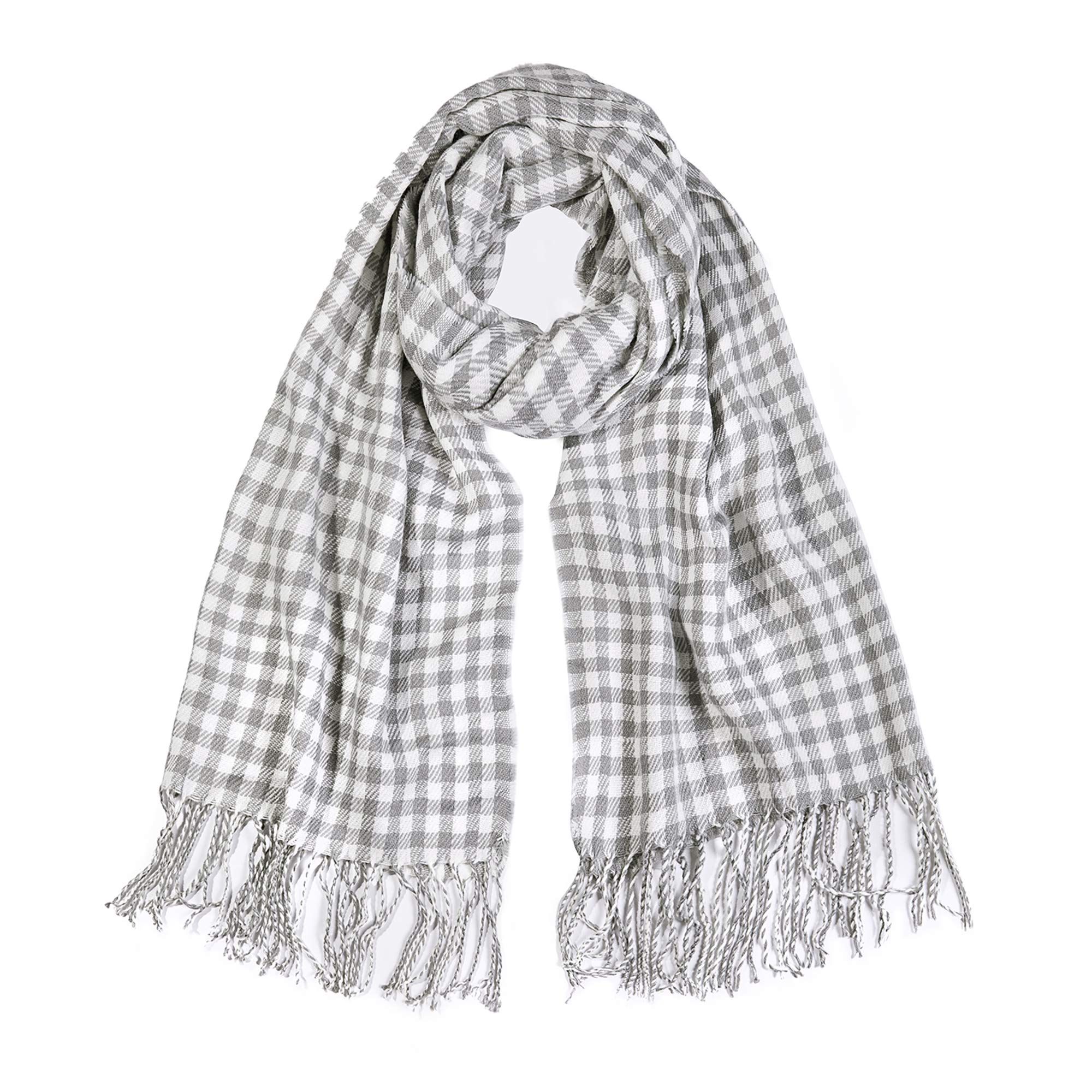 Womens Plaid Scarf Large Long Blanket Check Wrap Shawl with Tassel SC315 | Amazon (US)