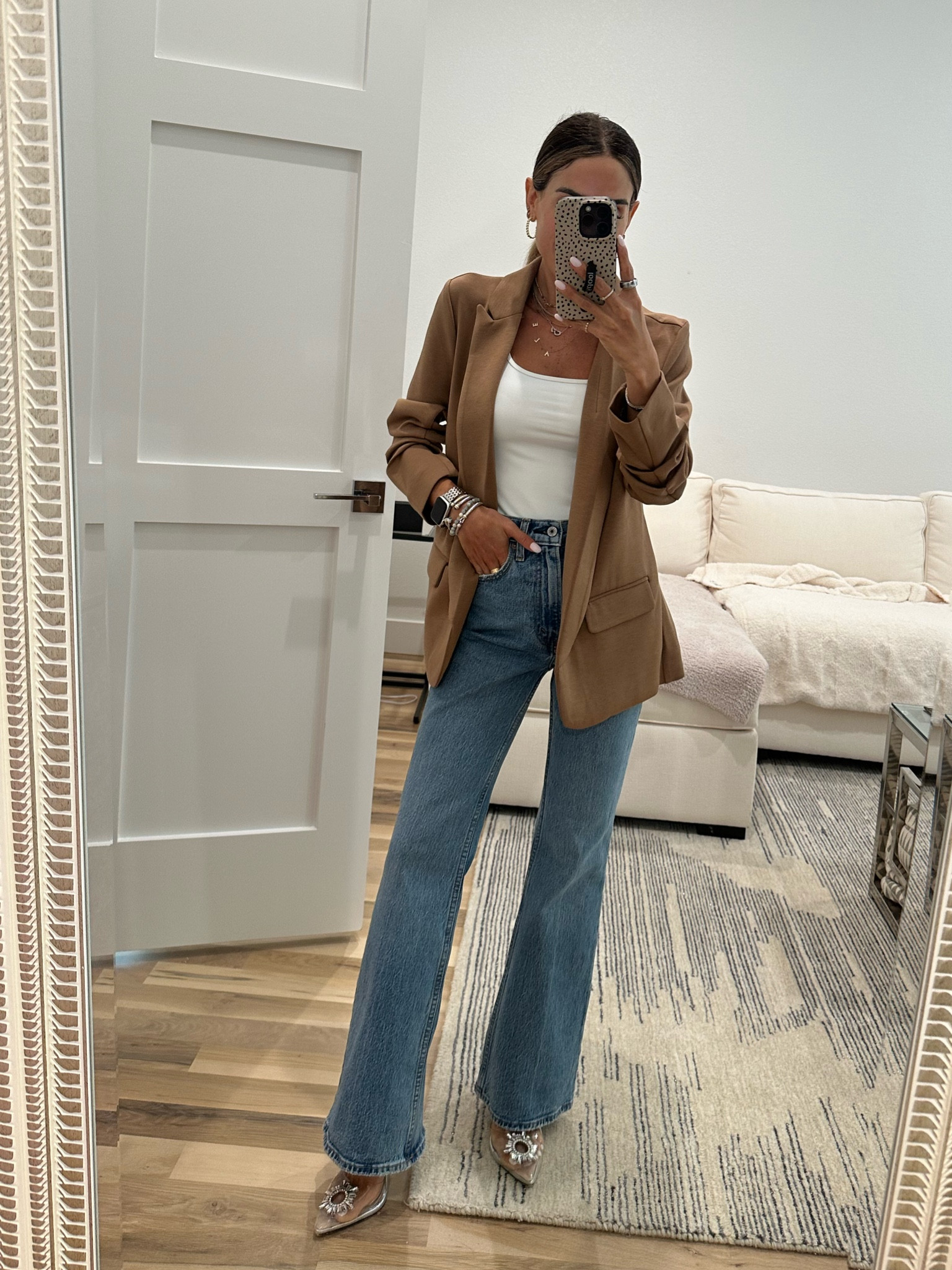 #walmartpartner @walmartfashion #walmartfashion Elevated fall outfit comfy blazer Petite friendly size xs flare jeans size 24 short 

#LTKSeasonal #LTKFindsUnder100 #LTKFindsUnder50