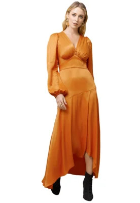 Vestido MX Fashion de Viscose Mangas Longas Lavínia Laranja | Dafiti (BR)