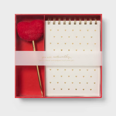 Valentine's Day Notepad with Heart Pom Pen Gift Set - Spritz™ | Target