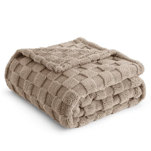 Bedsure Light Taupe Fleece Blanket for Couch - Super Soft Cozy Throw Blankets for Women, Cute Small Blanket for Girls, 50x70 Inches | Amazon (US)