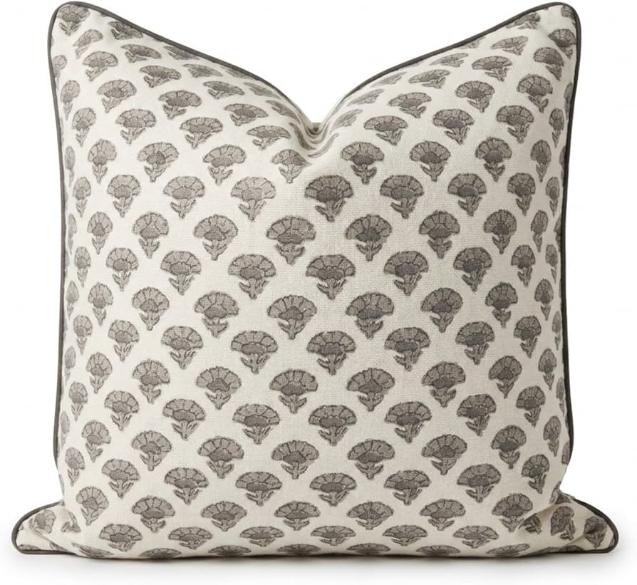 Jillien Harbor The Oliver Patterned Throw Pillow Cover\u2013Blockprint Style Leaf Pillow Print Po... | Amazon (US)