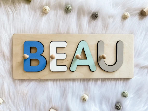 Personalized Baby Name Puzzle Nursery Room Decor Wooden Kids | Etsy | Etsy (US)