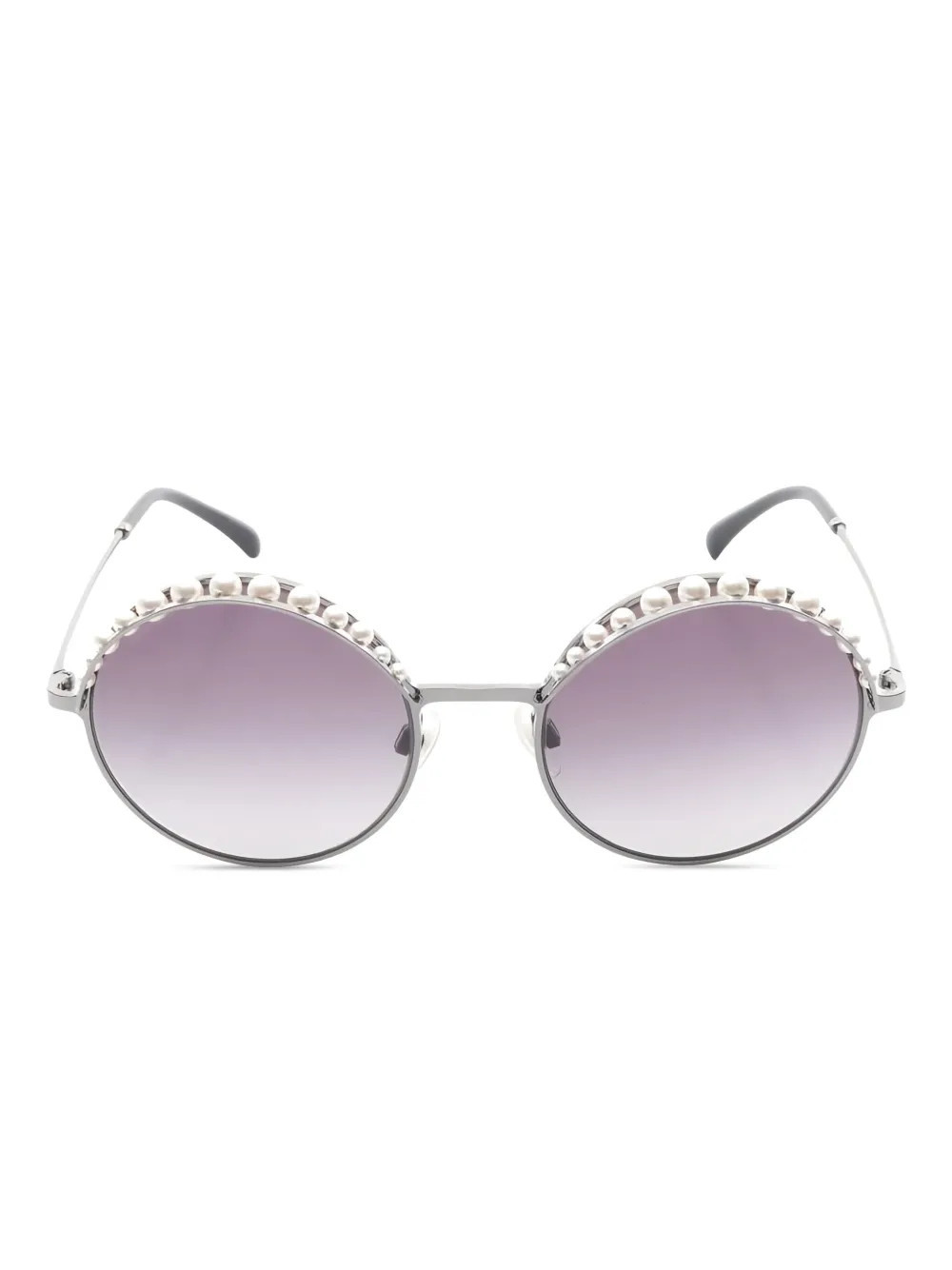 CHANEL Pre-Owned 1986-1988 round-frame sunglasses - Silver | Farfetch Global