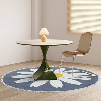 NECHEGI 4 Ft Round Area Rug Soft Washable Circle Mat with Pom Pom Fringe for Bathroom Indoor Sofa... | Amazon (US)