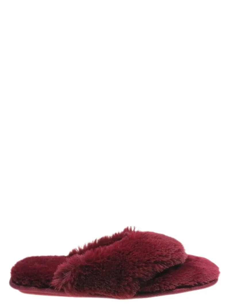 Joyspun Women's Faux Fur Thong Slippers | Walmart (US)