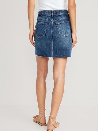 High-Waisted Button-Fly OG Straight Mini Cut-Off Jean Skirt for Women | Old Navy (US)