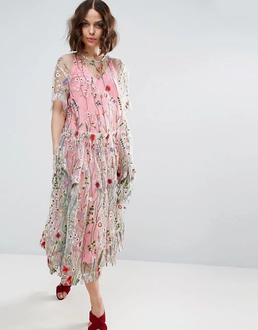 ASOS SALON Embroidered Smock Longer Length Midi DressOut of stock :-(MORE FROM: | ASOS US