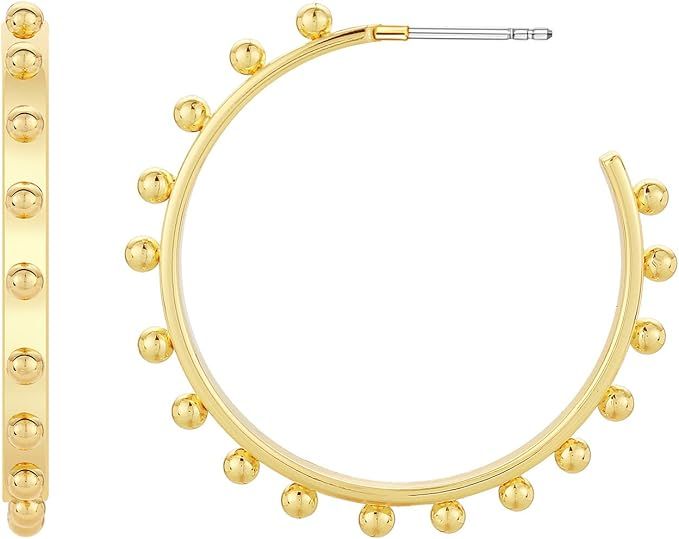 SPECCI Chunky Gold Hoop Earrings - 18K Gold Plated Huggie Hoops Hypoallergenic Earrings for Women... | Amazon (US)