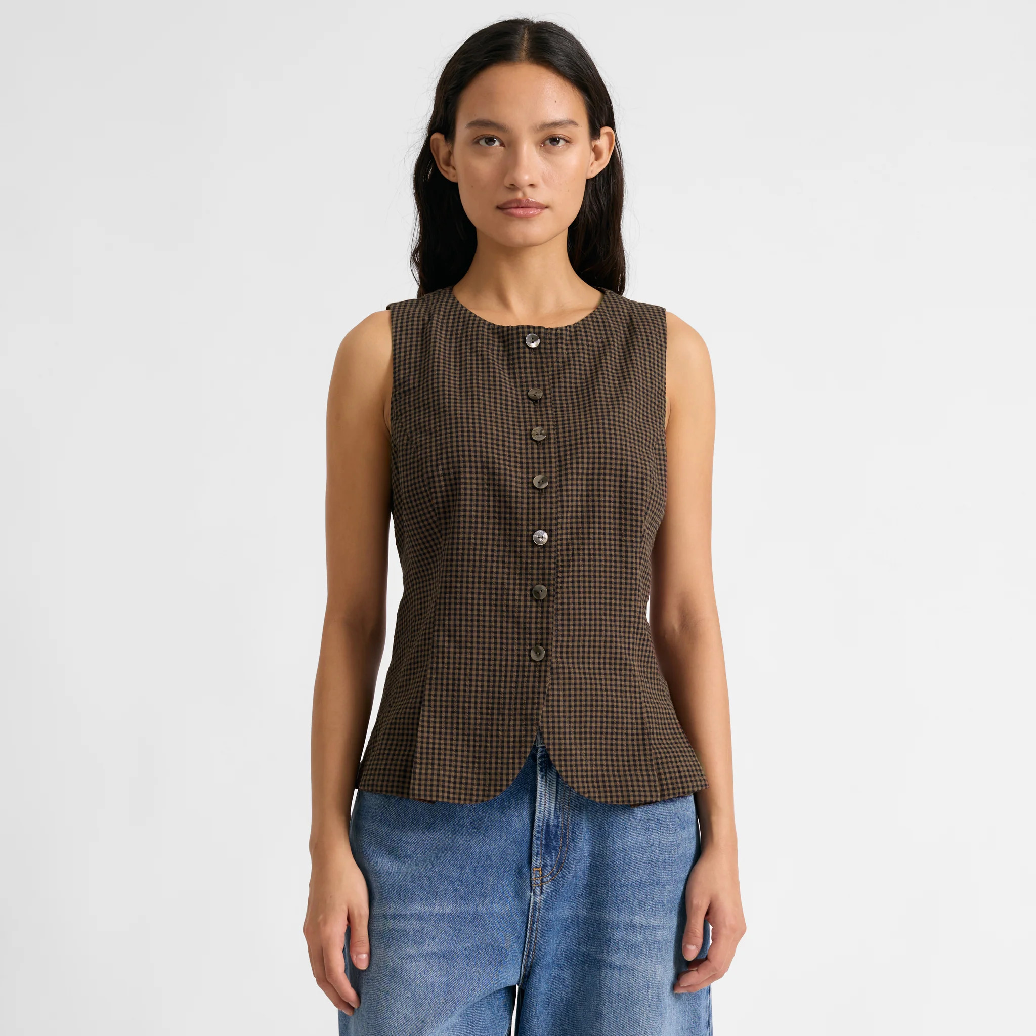 Chocolate and Black Gingham Waistcoat | Albaray