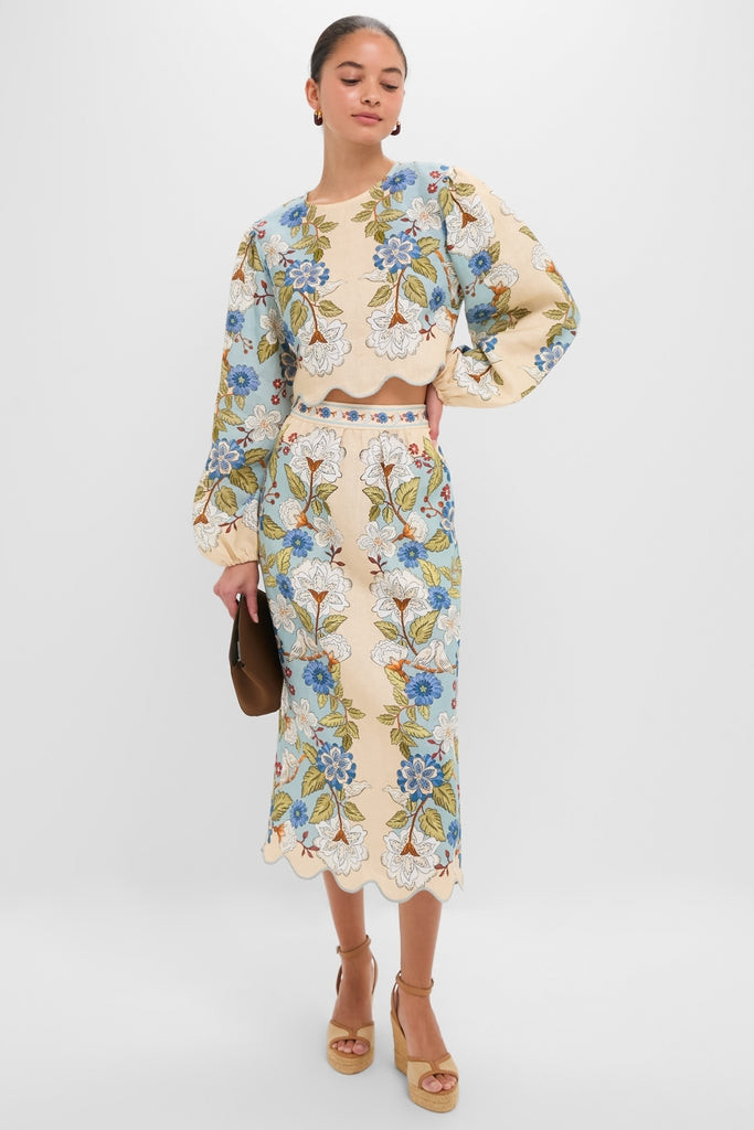 Garden Scarf Blue Long Sleeve Blouse | Tuckernuck (US)