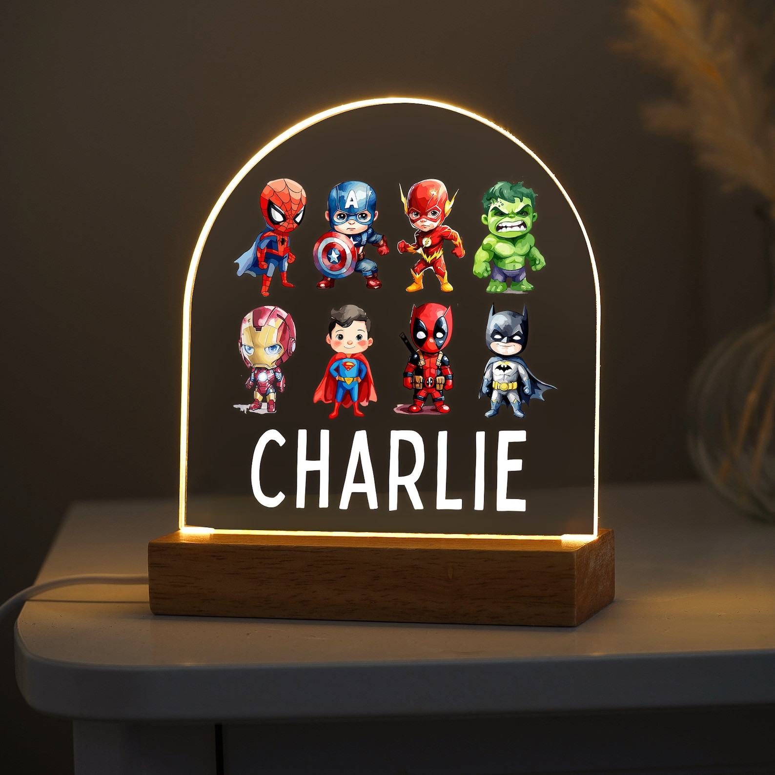 Personalised LED Superhero Lamp, Kids Night Light Gift, Kids Hero Light, Baby Boy Light, Birthday... | Etsy (US)