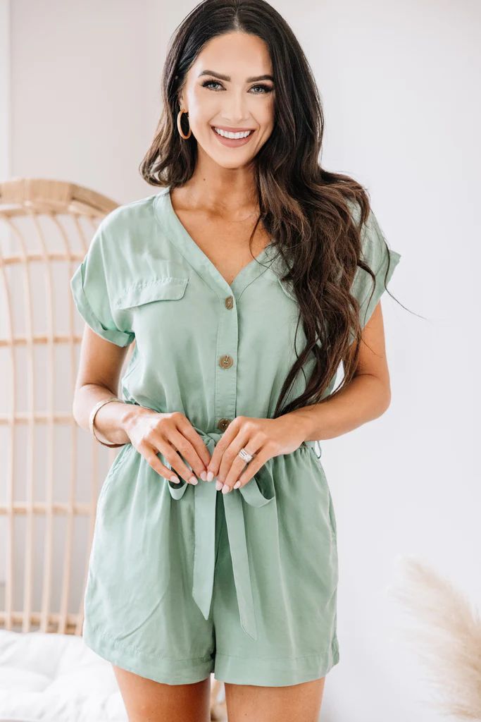 Just Think About It Spearmint Green Romper | The Mint Julep Boutique