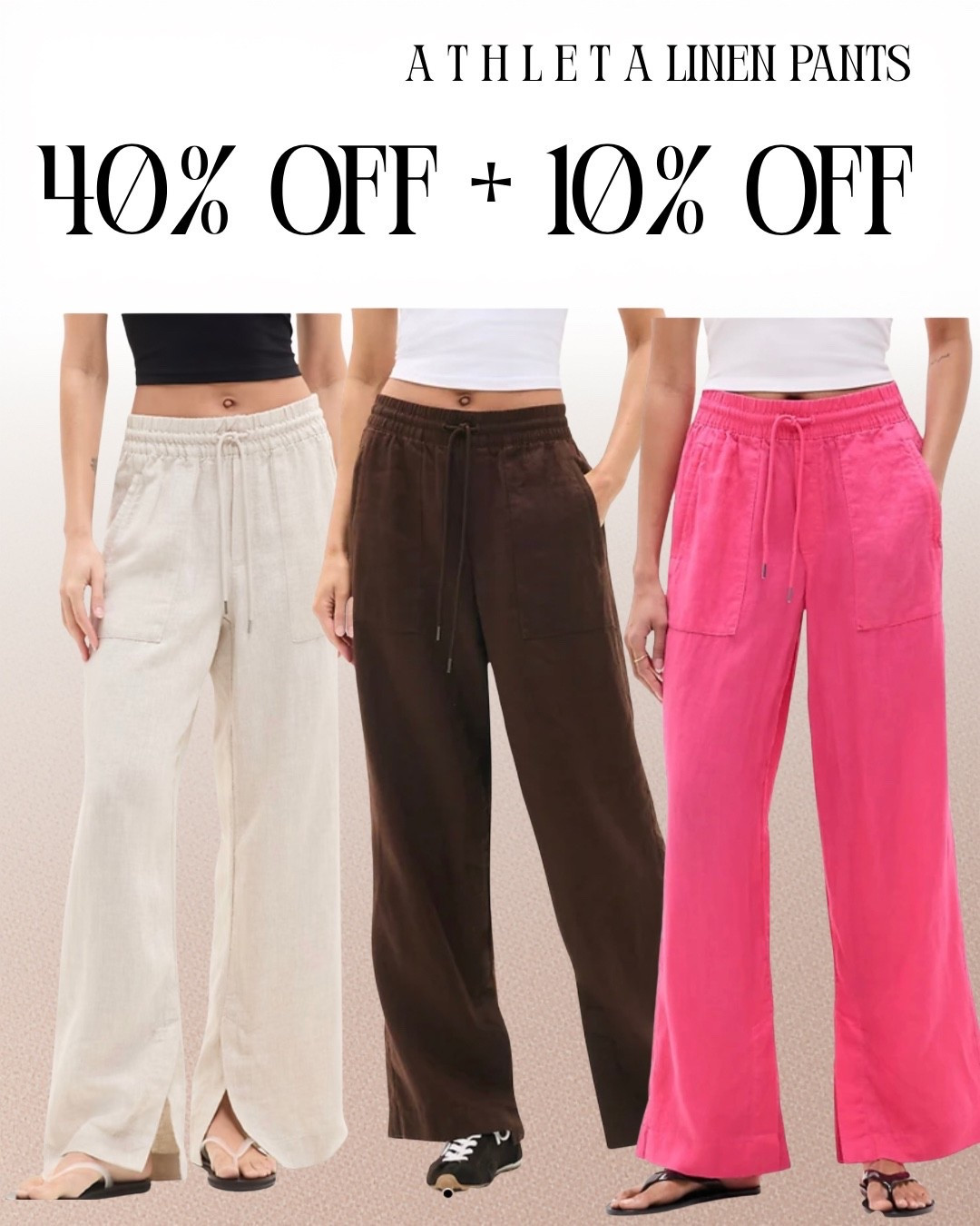 The entire athletic site seems to be on sale 30 to 50% off plus an additional 10% off in

The linen retreat pants are my absolute favorite. I live in them during the summer months. They're great to travel with. They hold their shape.

#LTKSaleAlert