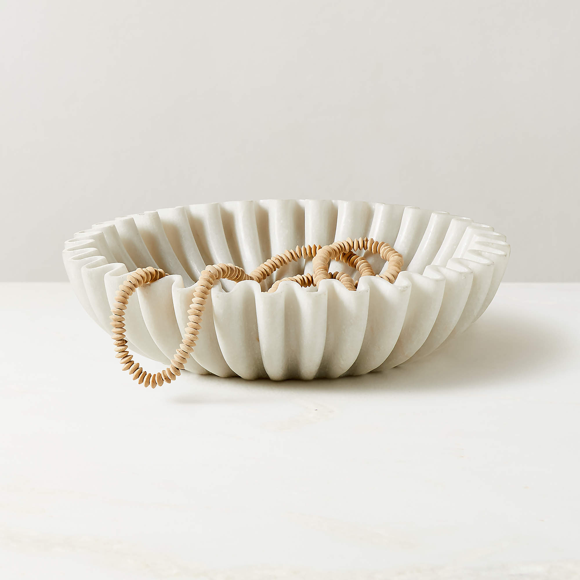 Reve Round Fluted White Marble Bowl + Reviews | CB2 | CB2
